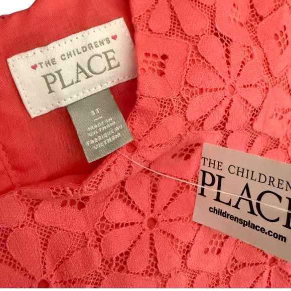 The Children's Place Toddler Girls 3T Floral Daisy Lace Shift Dress 3T Coral NEW - Picture 3 of 8